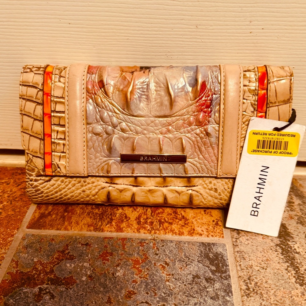 NWT!! RARE! Brahmin Cordelia Checkbook Wallet In Oasis Design!